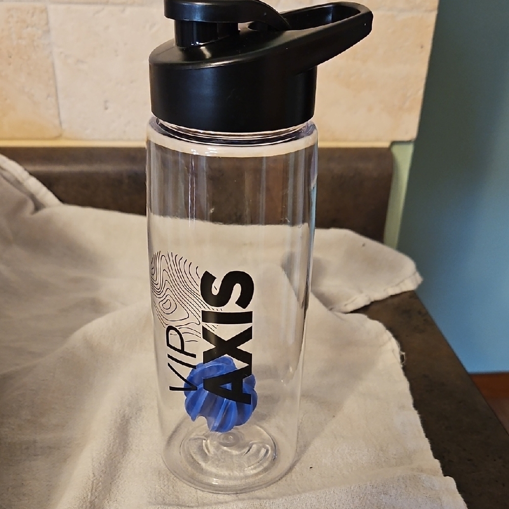 VIP AXIS Clear Water Bottle with Black Lid